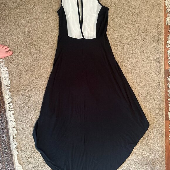 Poof Couture High Low Maxi Dress Black White Sheer Lace Size Medium - Picture 7 of 8